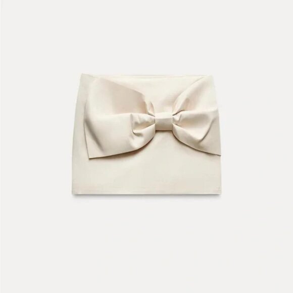 ZARA SATIN EFFECT BOW MINI SKIRT - Picture 1 of 4